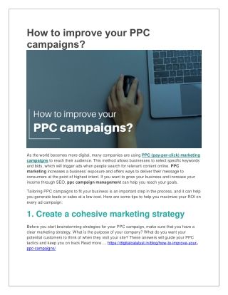 How to improve your PPC campaigns