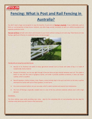 Fencing What is Post and Rail Fencing in Australia