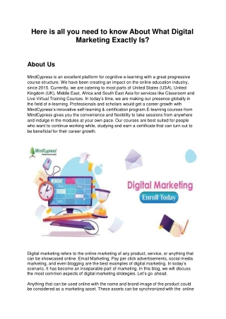 Here is all you need to know About What Digital Marketing Exactly Is?