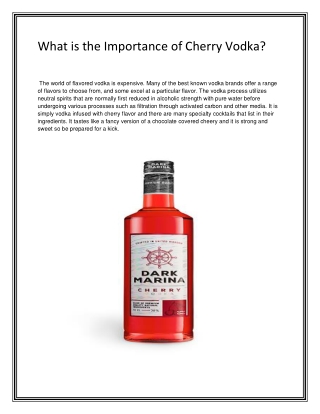 What is the Importance of Cherry Vodka