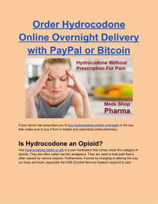 Order Hydrocodone Online Overnight Delivery with PayPal or Bitcoin