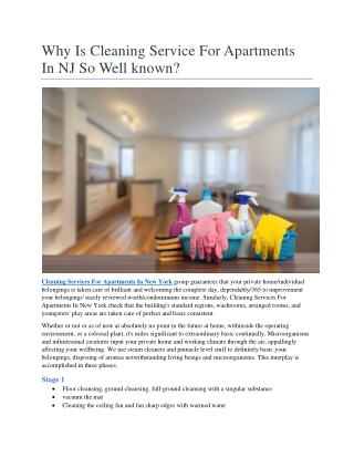 Why Is Cleaning Service For Apartments In NJ So Well known?