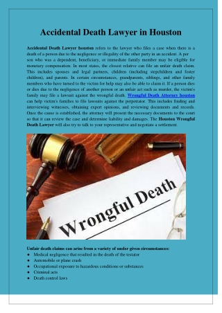 Accidental Death Lawyer in Houston