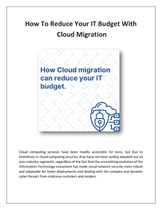 How To Reduce Your IT Budget With Cloud Migration - Veegent Technologies