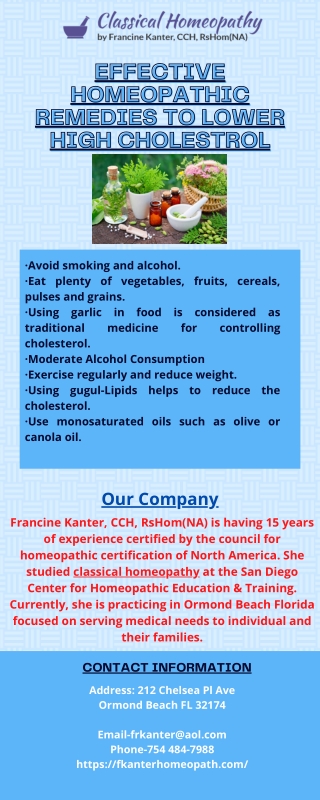 Effective Homeopathic Remedies to Lower High Cholestrol