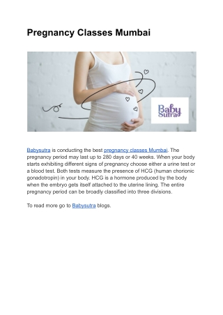 Pregnancy Classes Mumbai