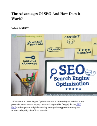 The Advantages Of SEO And How Does It Work | SEO Company Dubai