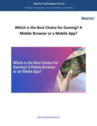 Mobile Game Development Company - Maintec