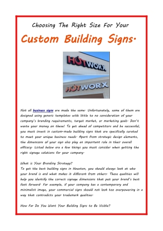 Choosing The Right Size For Your Custom Building Signs