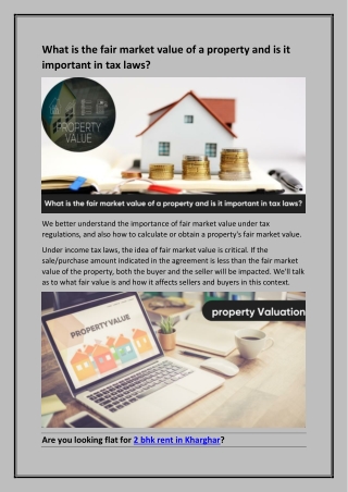 What is the fair market value of a property and is it  important in tax laws
