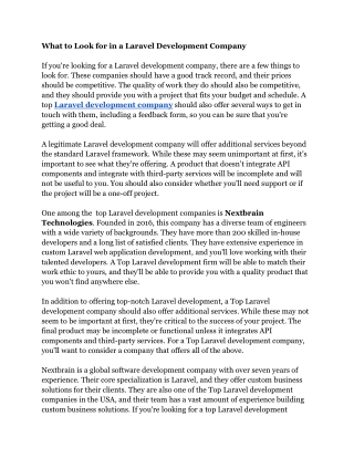 What to Look for in a Laravel Development Company