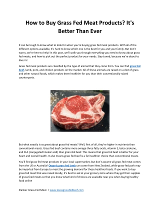 How to Buy Grass Fed Meat Products? It's Better Than Ever