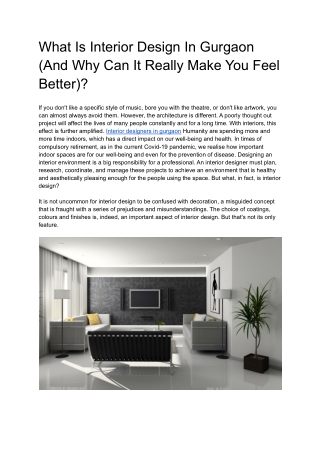 What Is Interior Design In Gurgaon (And Why Can It Really Make You Feel Better)