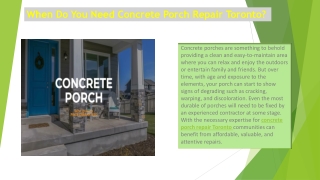 When Do You Need Concrete Porch Repair Toronto