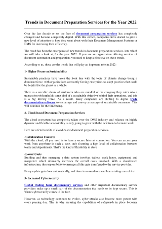 Trends in Document Preparation Services for the Year 2022