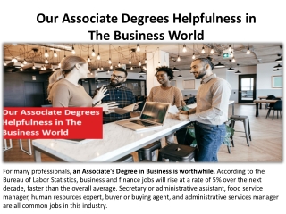 Our Associate Degrees Are Beneficial in the Workplace