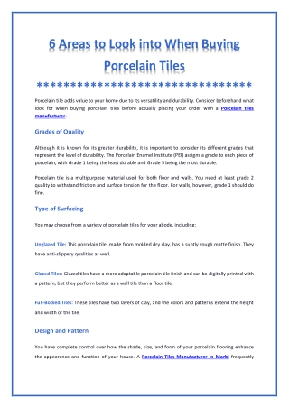 Important Things to Know About Porcelain Tiles