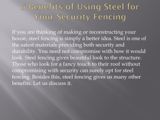 5 Benefits of Using Steel for Your Security Fencing