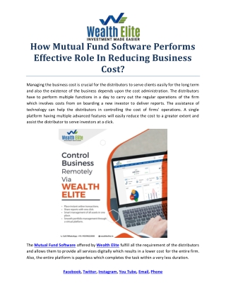 How Mutual Fund Software Performs Effective Role In Reducing Business Cost