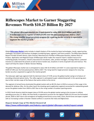 Riflescopes Market to Garner Staggering Revenues Worth $10.25 Billion By 2027