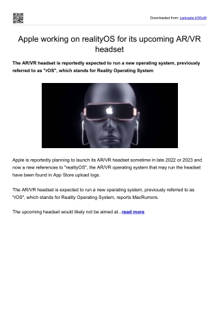 Apple working on realityOS for its upcoming AR-VR headset