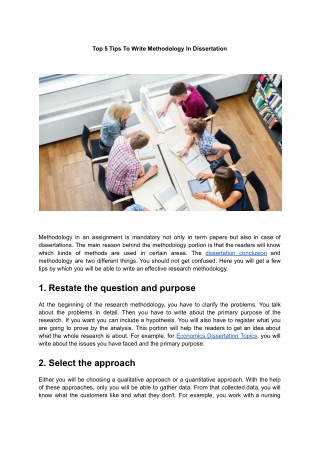 Top 5 Tips To Write Methodology In Dissertation