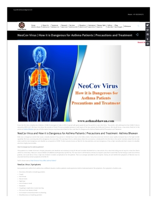 NeoCov Virus  How it is Dangerous for Asthma Patients  Precautions and Treatment