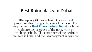 Best Rhinoplasty in Dubai