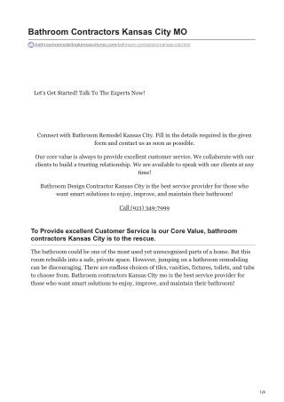 Bathroom Contractors Kansas City MO