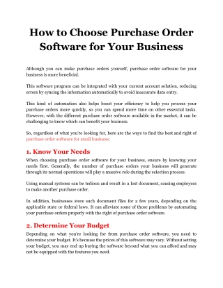 How to Choose Purchase Order Software for Your Business