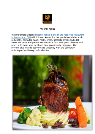 5% Off-Phoenix Kebab Restaurant menu Mooloolaba, QLD