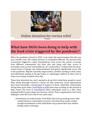 Online donation for corona relief