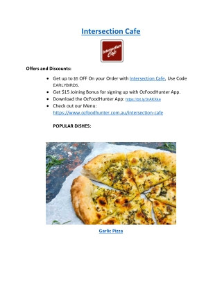 15% Off - Intersection Cafe Menu Carlton, VIC