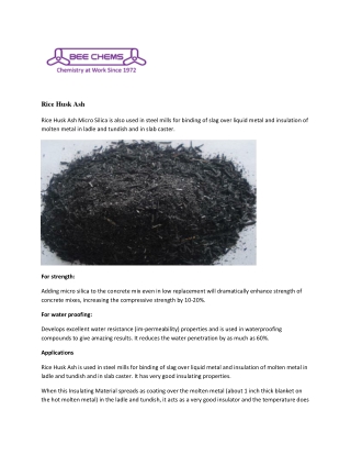 Rice Husk Ash Suppliers - Bee Chems