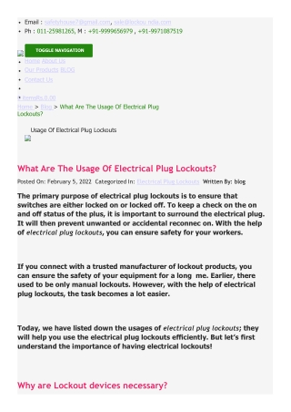 What Are The Usage Of Electrical Plug Lockouts? - Safety House LOTO