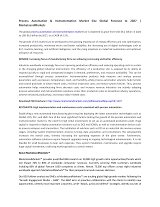 Process Automation and Instrumentation Market