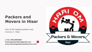 Packers and Movers in Hisar, Best Packers and Movers in Hisar, Trusted Packers and Movers in Hisar - Hari Om Packers and