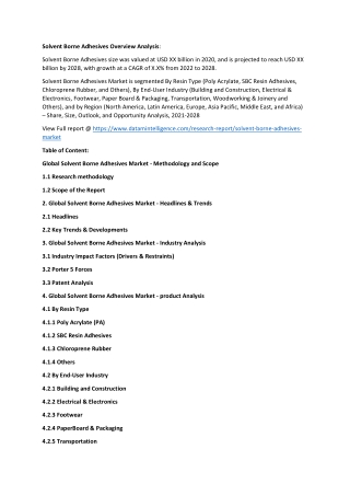 Solvent Borne Adhesives