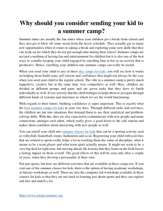 Why should you consider sending your kid to a summer camp