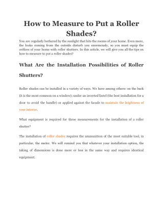 How to Measure to Put a Roller Shades_