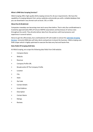 What is DNB Data Scraping Services?