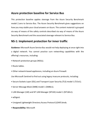 Azure protection baseline for Service Bus