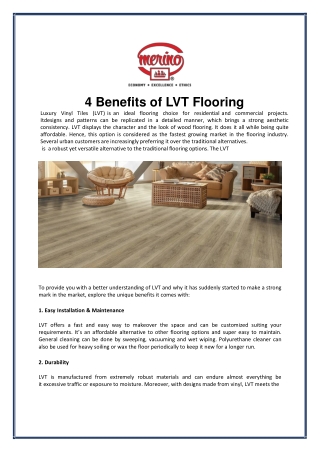 4 Benefits of LVT Flooring