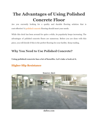 __The Advantages of Using Polished Concrete Floor