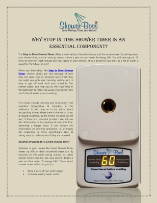 Why Stop in Time Shower Timer is an Essential Component?