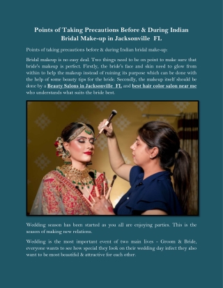 Points of Taking Precautions Before & During Indian Bridal Make-up