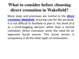 direct cremation in Wakefield