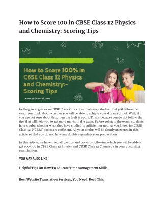 How to Score 100 in CBSE Class 12 Physics and Chemistry_ Scoring Tips