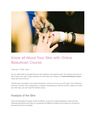 Know all About Your Skin with Online Beautician Course