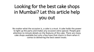 Looking for the best cake shops in Mumbai